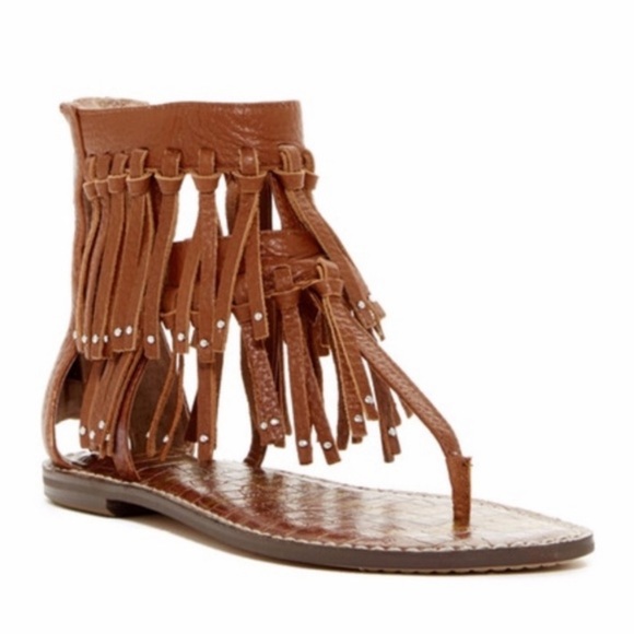 Sam Edelman “Griffen” Leather Brown fringe gladiator sandals 7.5M NWT - Picture 3 of 14